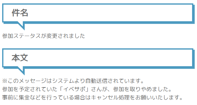 参加キャンセル時の通知